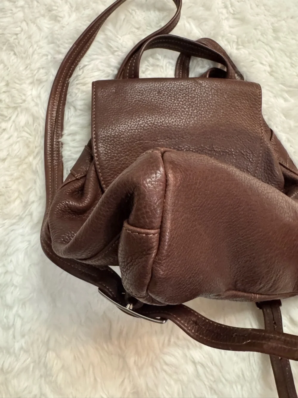 Tignanello Chocolate Brown Pebbled Leather Backpack